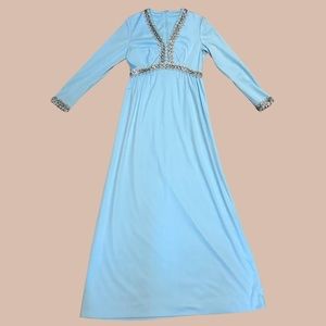 Baby Blue Vintage Maxi Gown with sequin details
